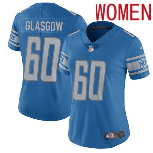 Women Detroit Lions #60 Graham Glasgow Nike Blue Vapor Limited NFL Jersey->women nfl jersey->Women Jersey
